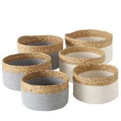 Panier Len coloris marron en paille - Ø 26 cm