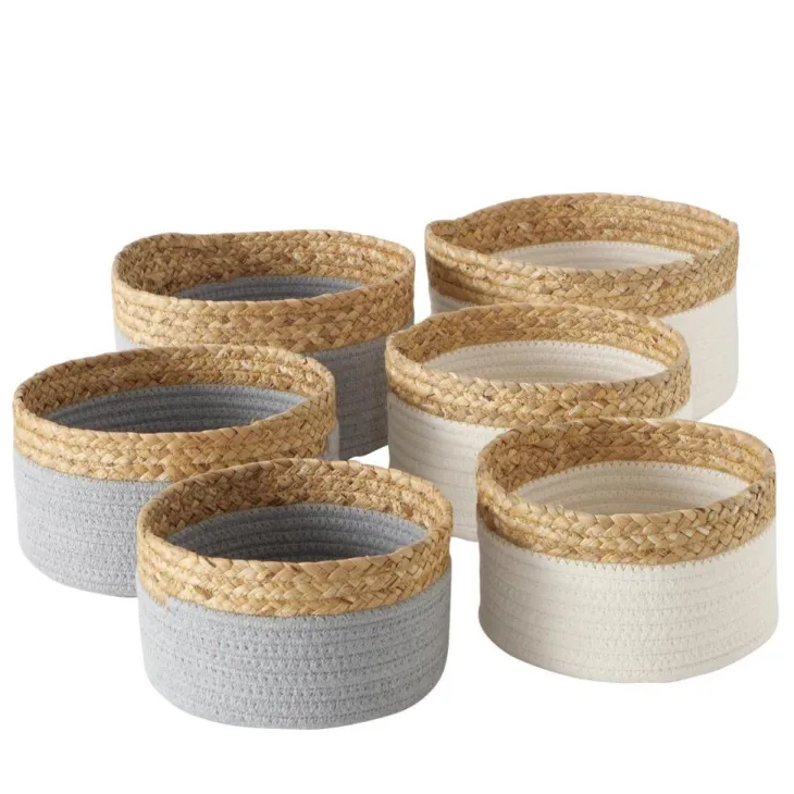 Panier Len coloris marron en paille - Ø 26 cm