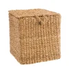 Panier lid en osier avec un couvercle coloris naturel – 34 x 34 x 34 cm (produit vendu à l'unité, disponible en plusieurs tailles)
