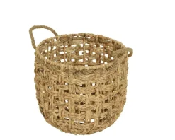 Panier rond en jacinthe d'eau avec poignée taille 3 - Ø 29 x H 26 cm