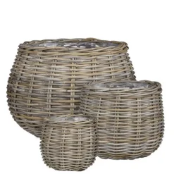 Panier rond en osier gris Marcia - Ø 38 x H 33 cm