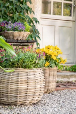 Panier rond en osier gris Marcia - Ø 58 x H 43 cm