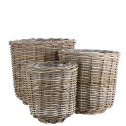 Panier rond haut en osier gris Marcia - Ø 36 x H 35 cm