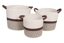 Panière avec poignée base zig zag coloris multicolore en polyester - Ø 25 cm