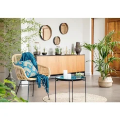 Panière jacinthe d’eau naturelle avec anse - Ø 35 x H 40 cm