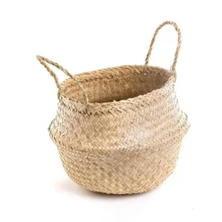 Panière jacinthe d’eau naturelle avec anse - Ø 30 x H 35 cm