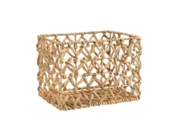 Panière rectangulaire coloris beige en jacinthe d'eau - 26 x 36 x 26 cm