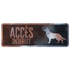 Panneau d'avertissement berger allemand coloris noir en métal galvanisé D&D Home - 40 x 13 X 0,3 cm