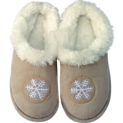 Pantoufles d’intérieur fourrées à motif flocon unisexe