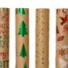 Papier cadeau kraft imprimé motifs de Noël brillants– 150 x 70 cm