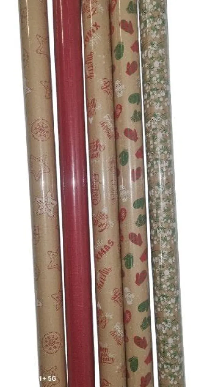 Papier cadeau multicolore kraft décoré en rouleau - 70 cm x 2 m