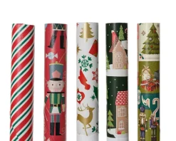 Papier cadeau traditionnel motif Noël en rouleau - 200 x 70 cm