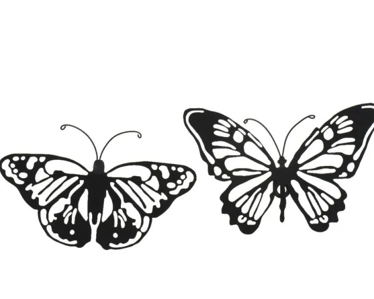 Papillon coloris noir en métal - 18 x 11,7 cm
