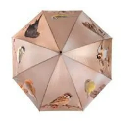 Parapluie en polyester et acier motifs oiseaux d'automne - Ø 120 x H 95 cm