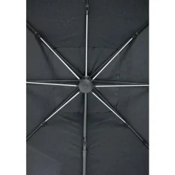 Parasol déporté carré avec LED en aluminium et polyester coloris anthracite - 3 x 3 m