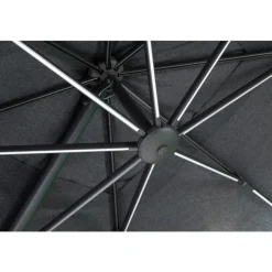 Parasol déporté carré avec LED en aluminium et polyester coloris anthracite - 3 x 3 m