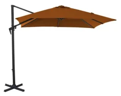 Parasol déporté gris en aluminium inclinable et rotatif  Proloisirs Roma - 2,5 x 2,5 m