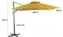 Parasol déporté orientable et inclinable bleu PROLOISIRS NH bio - 3x3m