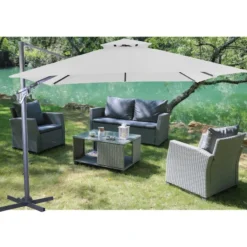 Parasol déporté orientable et inclinable couleur écru Proloisirs - 3 x 3 m