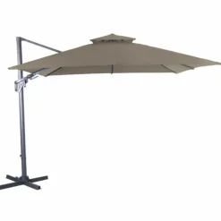 Parasol déporté orientable et inclinable taupe PROLOISIRS NH - 3x3m