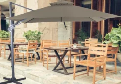 Parasol déporté orientable et inclinable taupe PROLOISIRS NH - 3x3m