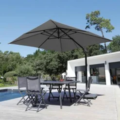 Parasol déporté orientable gris 300 x 300 cm