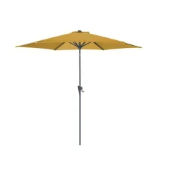 Parasol droit rond en aluminium couleur curry Proloisirs Tilt - Ø 3 m