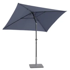 Parasol rectangulaire à manivelle coloris bleu en aluminium et polyester - 210 x 150 cm