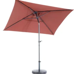 Parasol rectangulaire à manivelle coloris orange en aluminium et polyester - 210 x 150 cm
