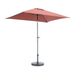 Parasol rectangulaire à manivelle coloris orange en aluminium et polyester - 210 x 150 cm