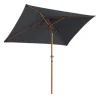 Parasol rectangulaire à manivelle coloris gris en aluminium et polyester - 210 x 150 cm