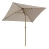 Parasol rectangulaire à manivelle coloris marron en coton et polyester - 210 x 150 cm