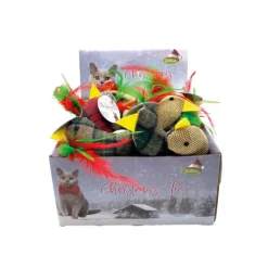 Peluche de Noël pour chat motif tartan coloris multicolore en forme d'oiseau Bubimex - 13 x 7 cm