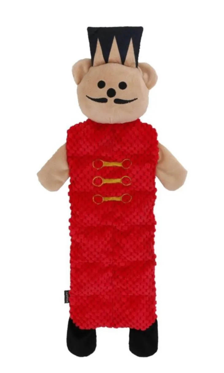 Peluche plate de Noël pour chien ours casse-noisette coloris rouge Wouapy - grand modèle