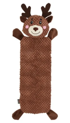 Peluche plate de Noël pour chien cerf coloris marron Wouapy - grand modèle