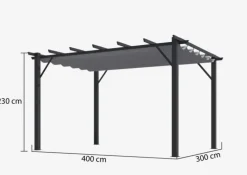 Pergola aluminium gris anthracite HABRITA - 4m x 3m