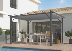 Pergola aluminium gris anthracite HABRITA - 4m x 3m