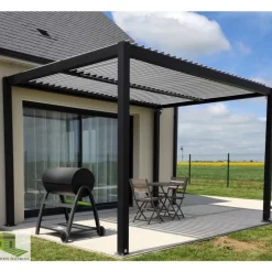 Pergola bioclimatique en aluminium noir Green Outside Event - 4 x 3 m