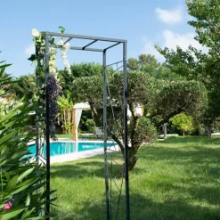 Pergola Mandala tube Petit modèle Métal Gris 74x50x198 cm