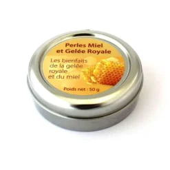 Perles miel et gelée royale. La boîte métal de 50 g