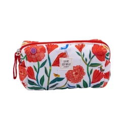 Petite trousse matelassée Cartesdart Pivoines - 16,5 x 13,5 cm