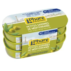 Petites sardines à l’huile d’olive en boite aluminium Phare d’Eckmühl - 3 x 55 g