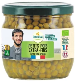 Petits pois extra fins bio de France en pot de 370 ml
