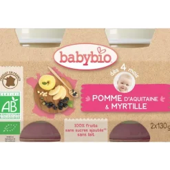 Petits pots pomme et myrtille Babybio 2 x 130 g