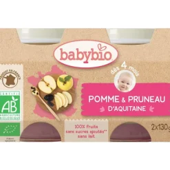 Petits pots pomme et pruneau Babybio 2 x 130 g