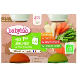Petits pots pour bébé dès 4 mois aux légumes Babybio Mes 1ers légumes de nos régions – 4 x 130 g