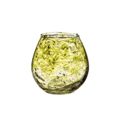 Photophore aquarelle coloris vert en verre - 10 x 10 x 10 cm