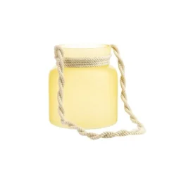 Photophore coloris jaune en verre et corde - 15 x 13 cm