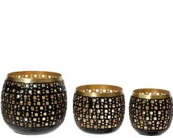 Photophore conique ajouré coloris multicolore en métal - 13 cm