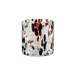 Photophore droit moucheté coloris marron en verre - 10 x 10 x 10 cm